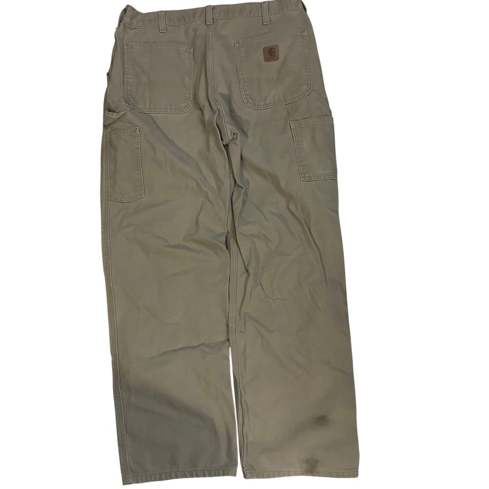 Carhartt B11 DES Washed Duck Work Dungaree Pants Mens 35x32 Tan Straight Leg - Picture 3 of 3